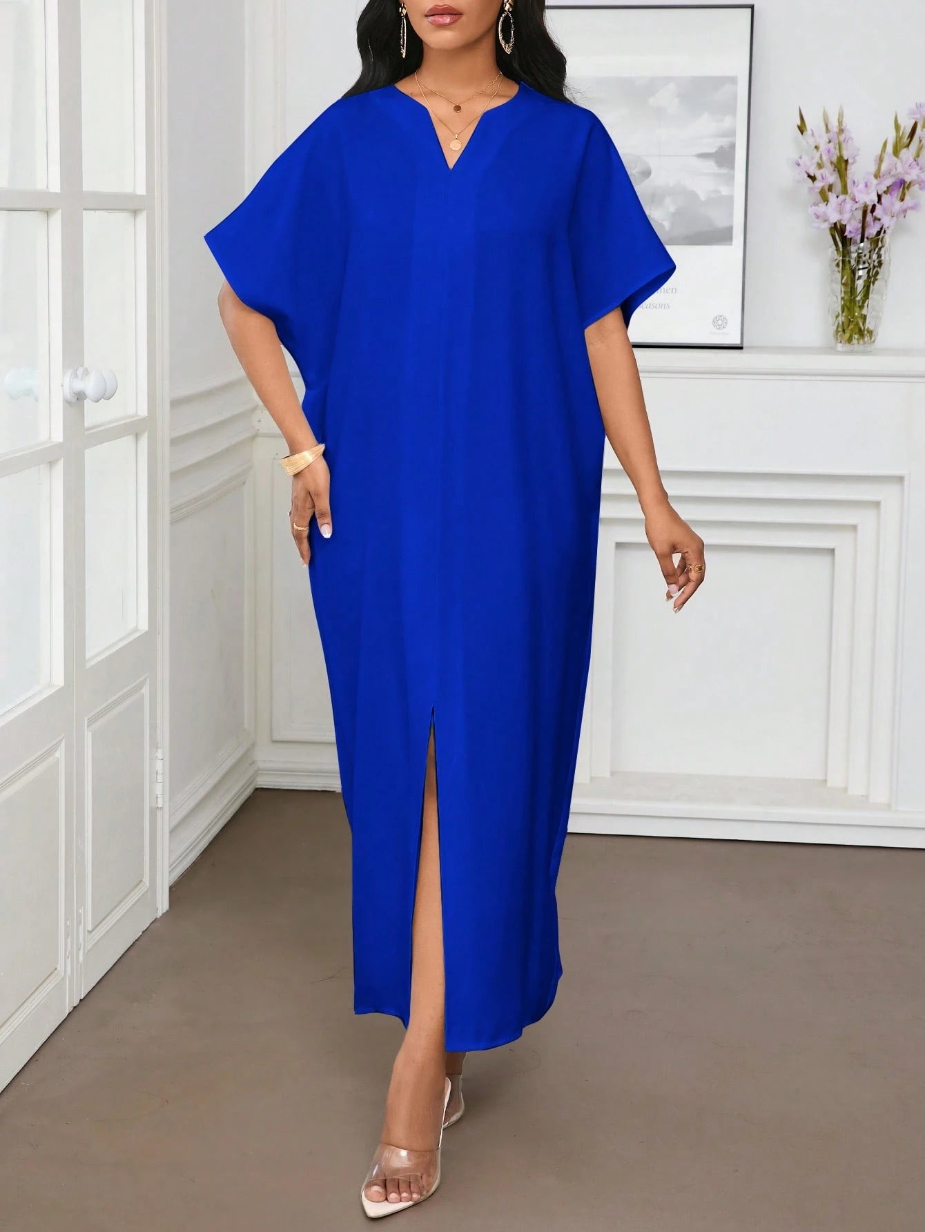 Lady Spring And Summer Casual Elegant Work Small Size Short Sleeves Kaftan Dress Abayas Tunic Dress Women Dresses