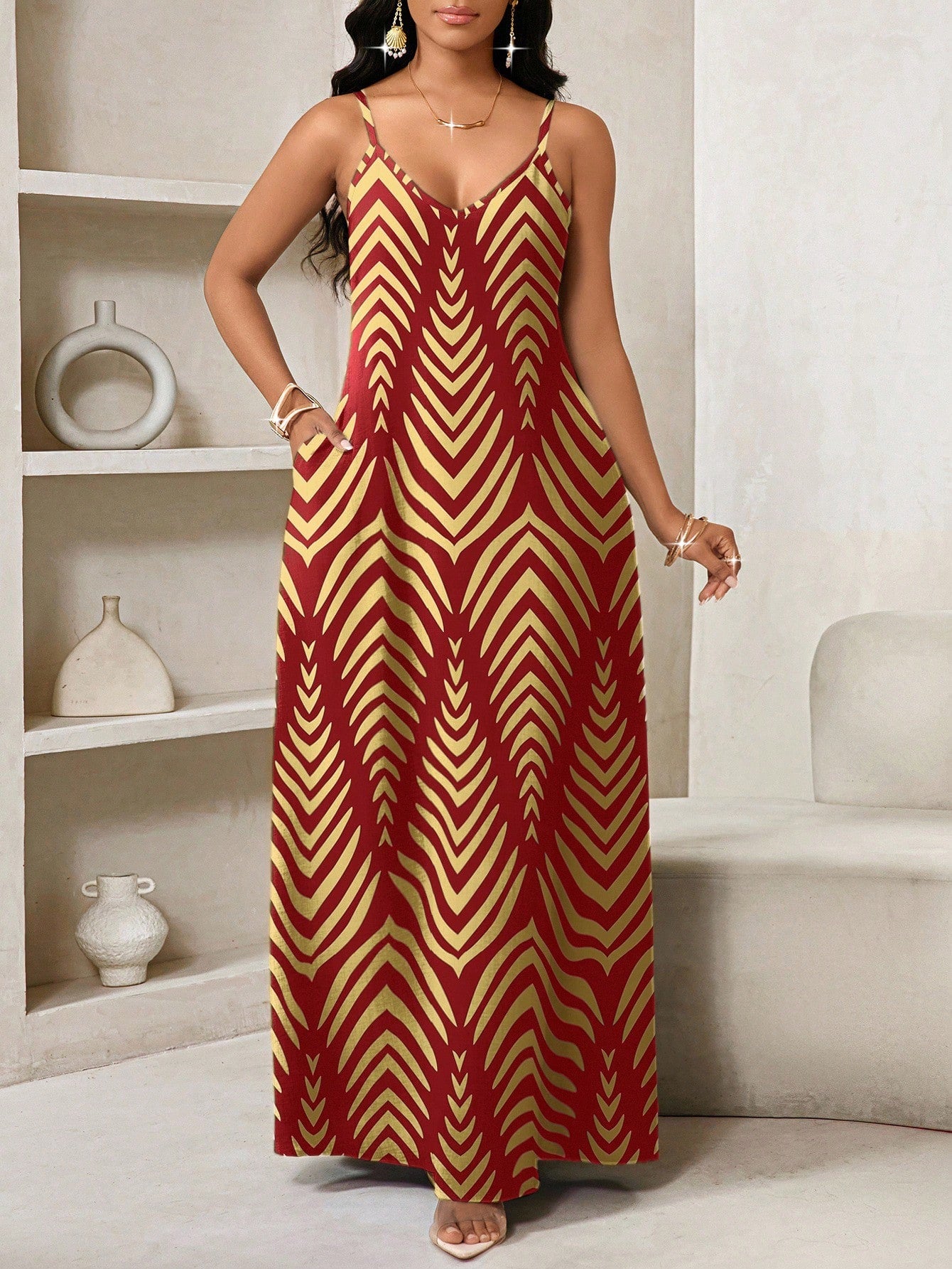 Lady Women's Floral Print Slit Pocket Casual Tropical Sexy Maxi Slip Dress,Summer Dresses For Women Vacation Beach Beige