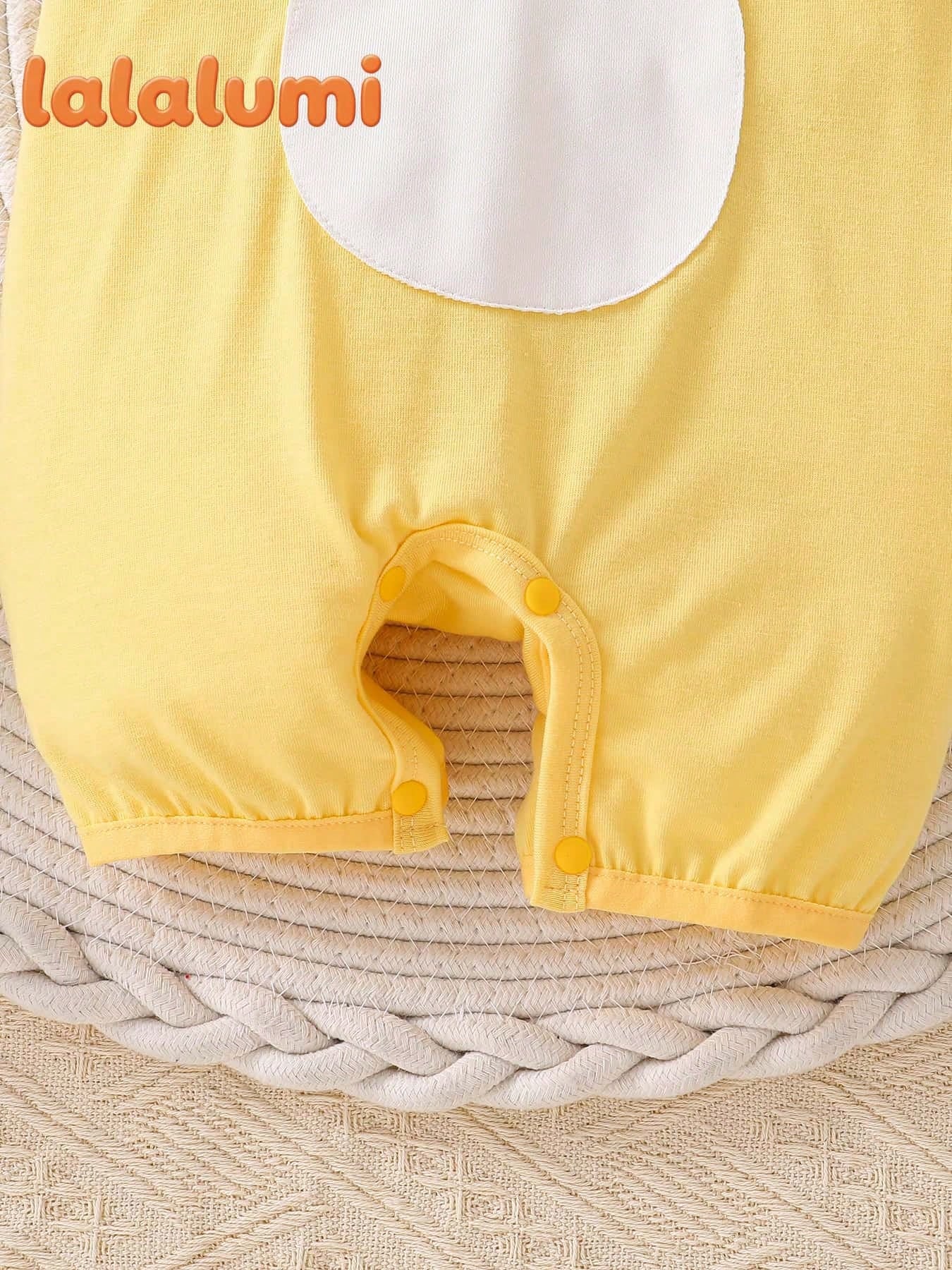 Lalalumi Newborn Baby Costumes Sleeveless Romper Yellow 3D Chick Cartoon Cute Bodysuit Summer Infant Suit