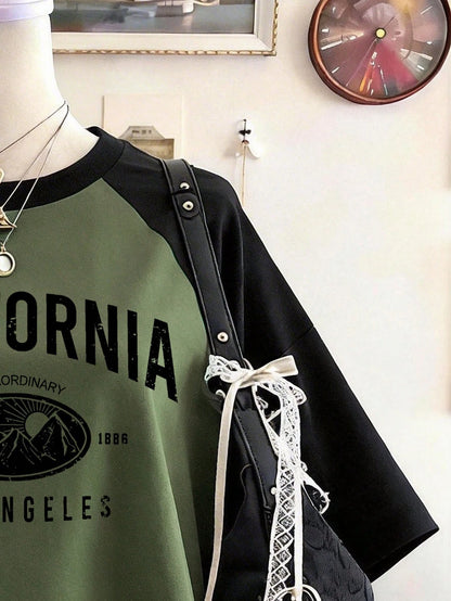 Lalippa Teacher's Day Digital Print Fashionable Minimalist Oversized Mid-Length Round Neck Drop Shoulder Women's T-Shirt, Gift For Friends