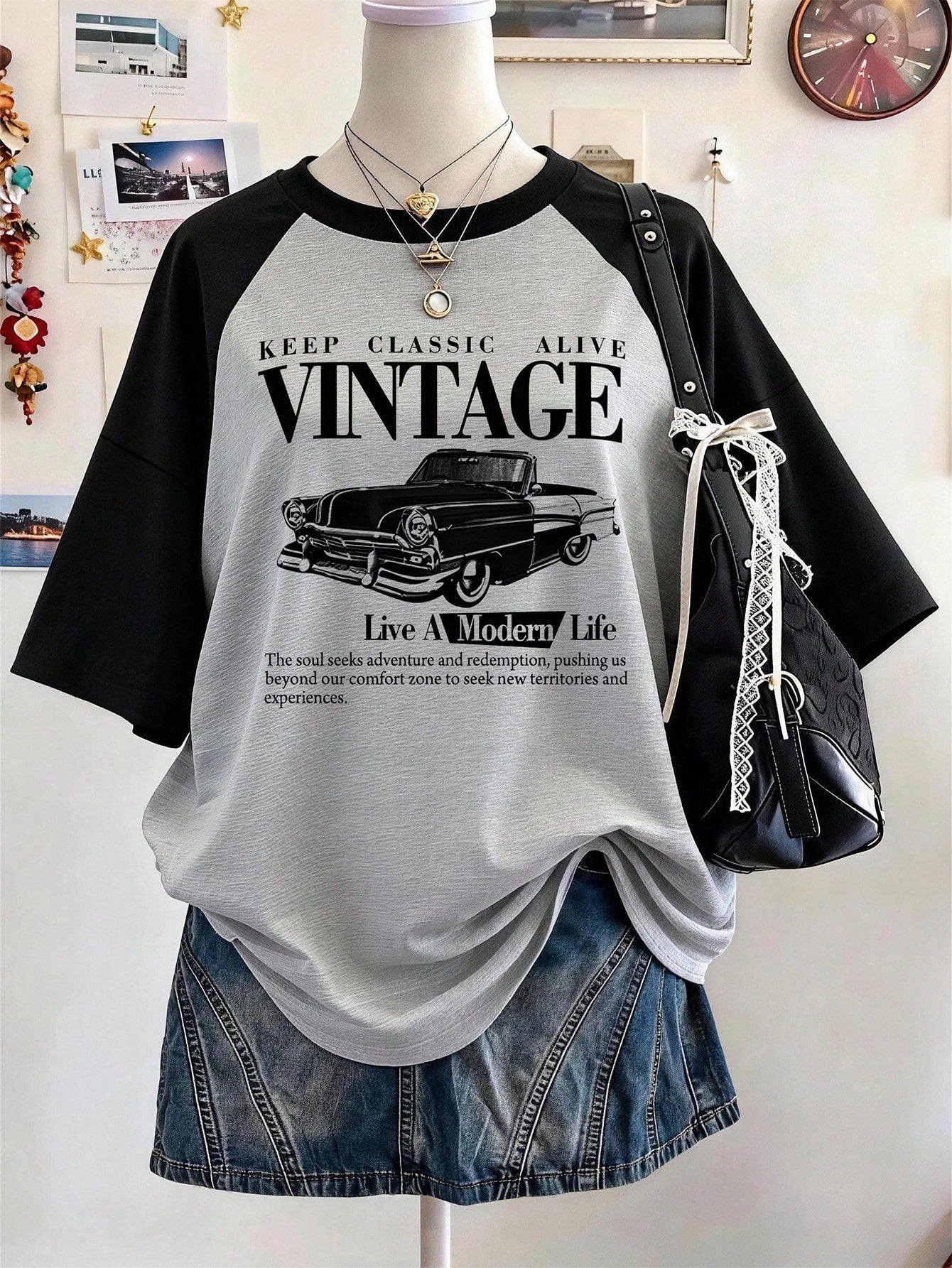Lalippa Teacher's Day Digital Print Fashionable Minimalist Oversized Mid-Length Round Neck Drop Shoulder Women's T-Shirt, Gift For Friends
