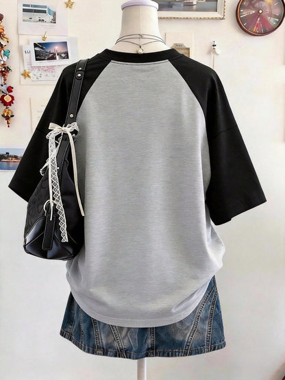 Lalippa Teacher's Day Digital Print Fashionable Minimalist Oversized Mid-Length Round Neck Drop Shoulder Women's T-Shirt, Gift For Friends