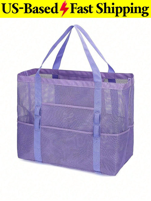 Large Capacity Waterproof Beach Bag Summer Portable Mesh Travel Bag Swim Shoulder Tote Handbag Bath Storage Bag Beach Black Purse For Travel Vacation