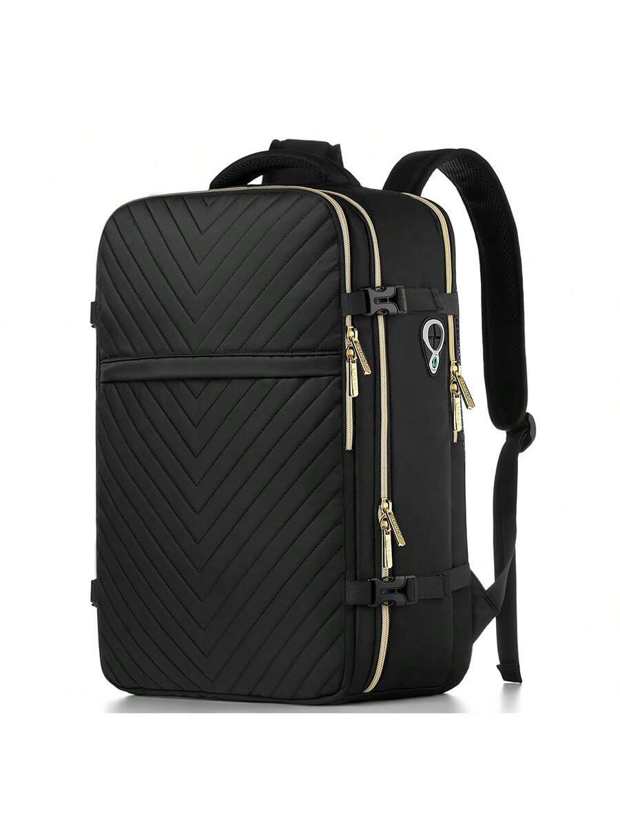 Large Carry On Travel Backpack- Flight Approved Waterproof Anti-Theft Luggage Daypack For Women Men Fit 17 Inch Laptop Business Weekender Overnight Backpack College Bag Personal Item Size Black