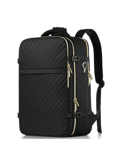 Large Carry On Travel Backpack- Flight Approved Waterproof Anti-Theft Luggage Daypack For Women Men Fit 17 Inch Laptop Business Weekender Overnight Backpack College Bag Personal Item Size Black