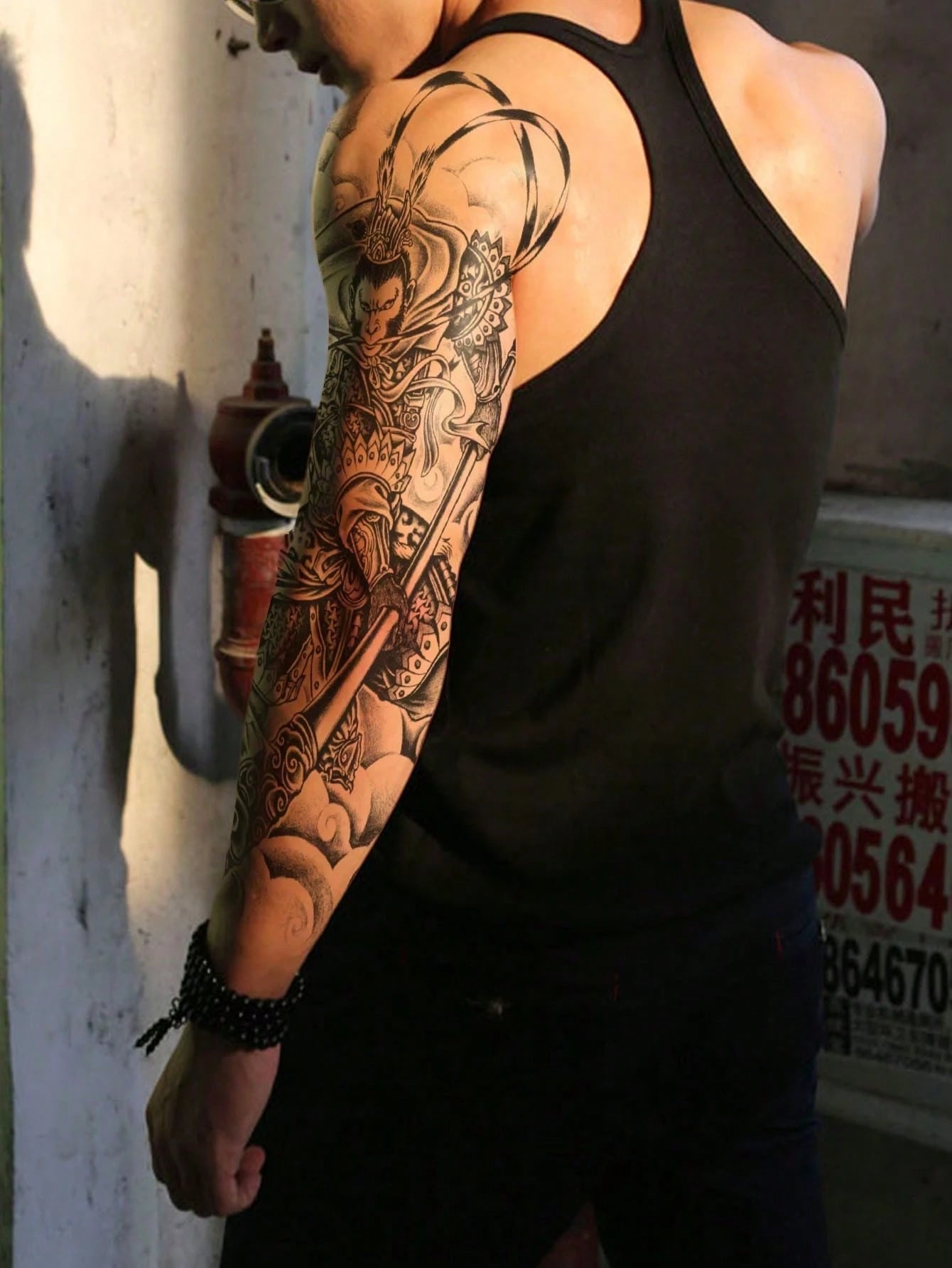 Large-Size Chinese Traditional Style Mythological Character Pattern Full Arm Sleeves Whole Arm And Leg Temporary Tattoo Sticker