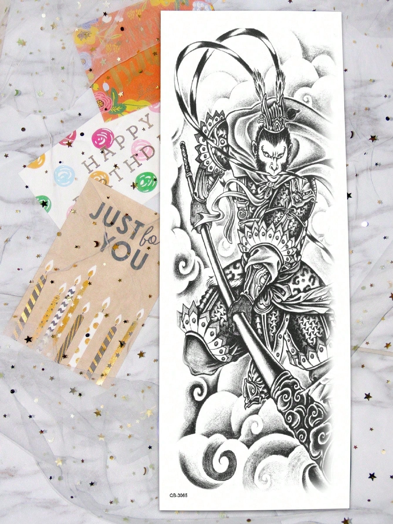 Large-Size Chinese Traditional Style Mythological Character Pattern Full Arm Sleeves Whole Arm And Leg Temporary Tattoo Sticker