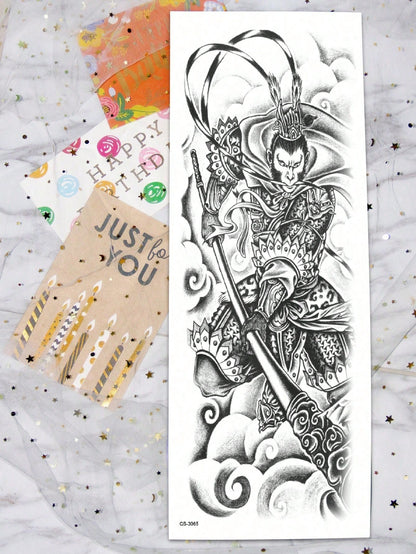 Large-Size Chinese Traditional Style Mythological Character Pattern Full Arm Sleeves Whole Arm And Leg Temporary Tattoo Sticker