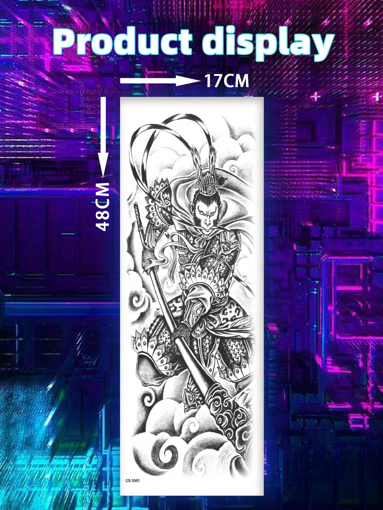 Large-Size Chinese Traditional Style Mythological Character Pattern Full Arm Sleeves Whole Arm And Leg Temporary Tattoo Sticker