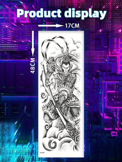 Large-Size Chinese Traditional Style Mythological Character Pattern Full Arm Sleeves Whole Arm And Leg Temporary Tattoo Sticker