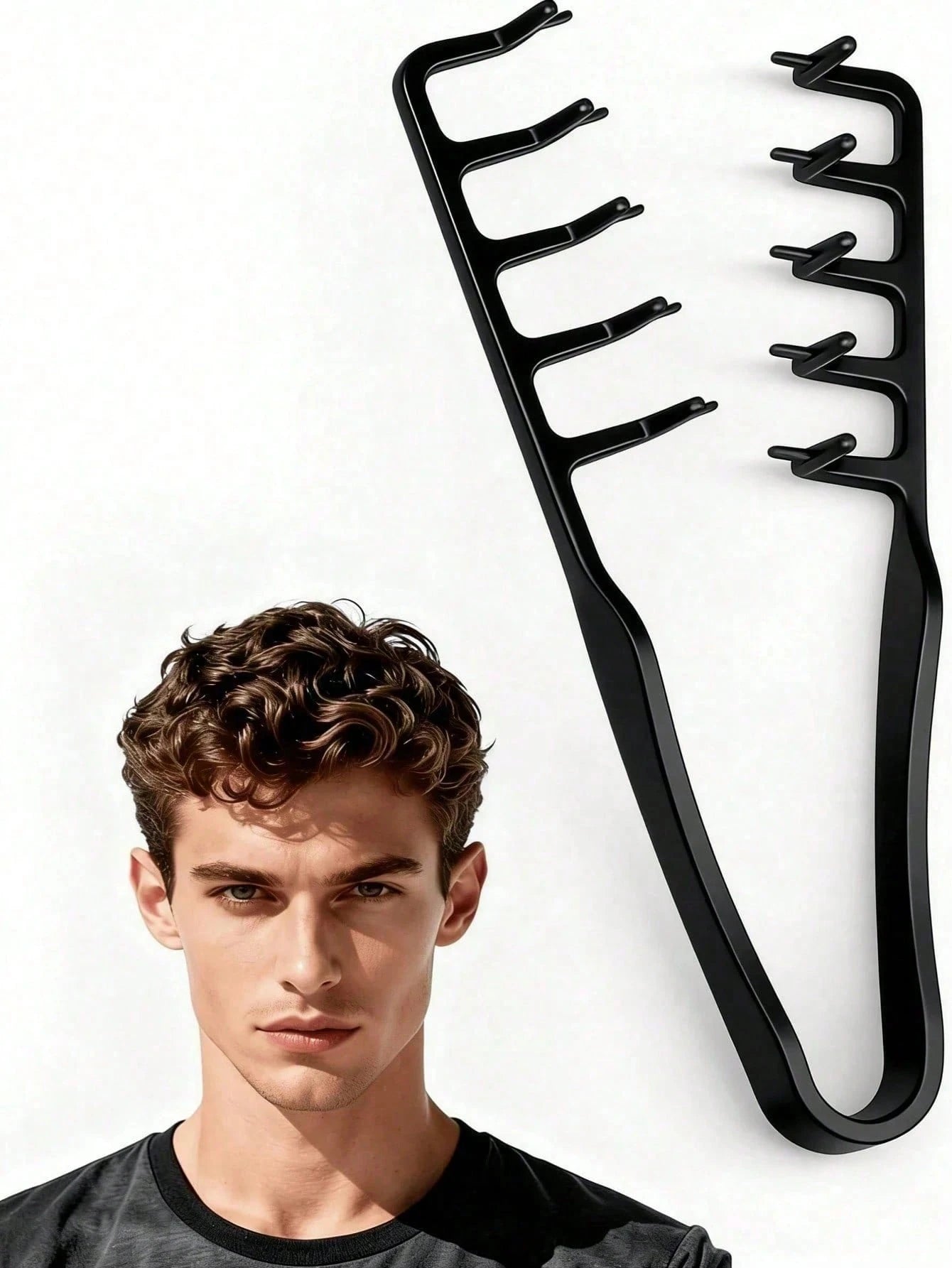 Large Tooth Comb, Increases Hair Volume, Unisex, ABS Plastic Material, Textured Handle, Suitable For All Hair Types Including Thick, Curly, Wavy And Natural Hair