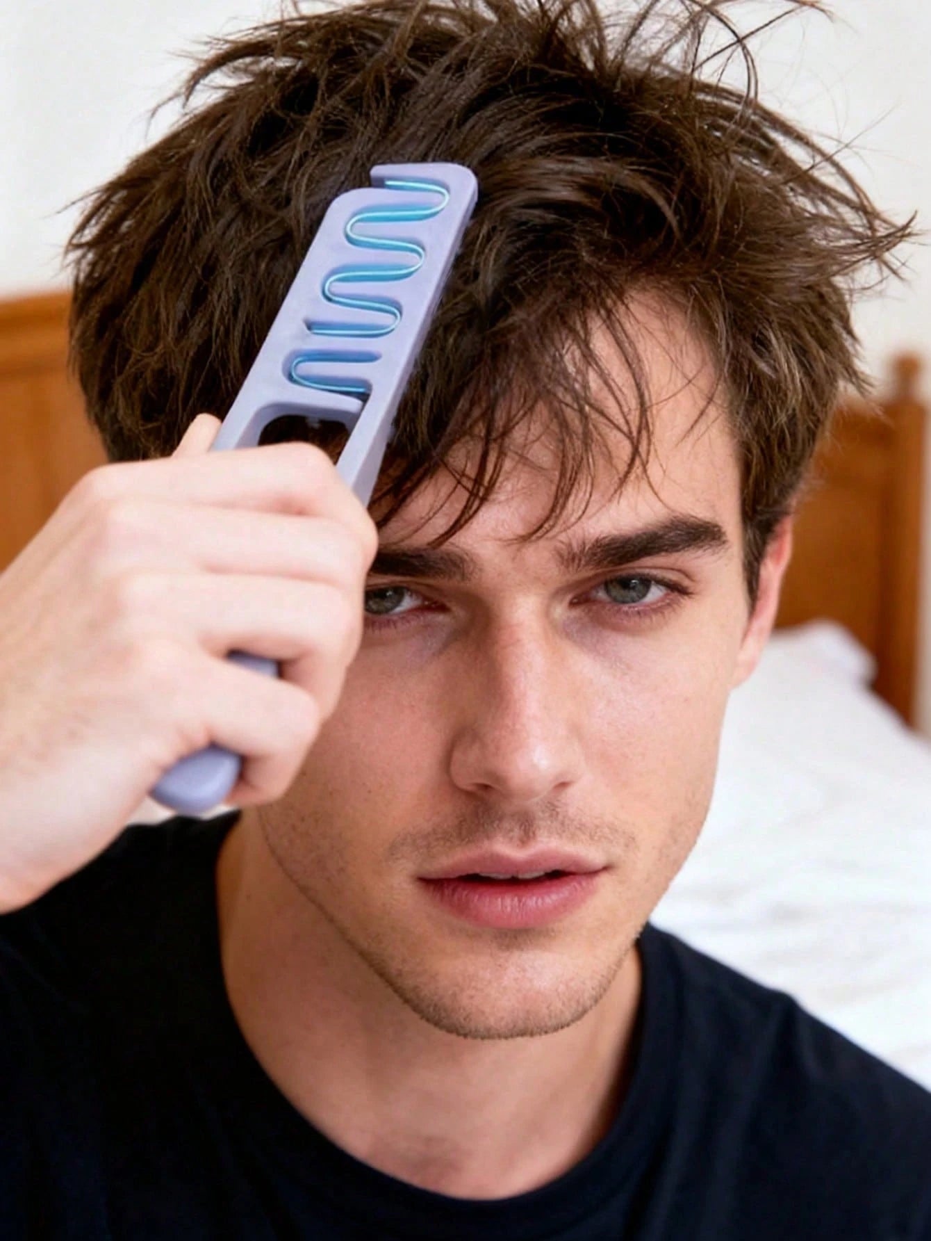 Large Tooth Comb, Increases Hair Volume, Unisex, ABS Plastic Material, Textured Handle, Suitable For All Hair Types Including Thick, Curly, Wavy And Natural Hair