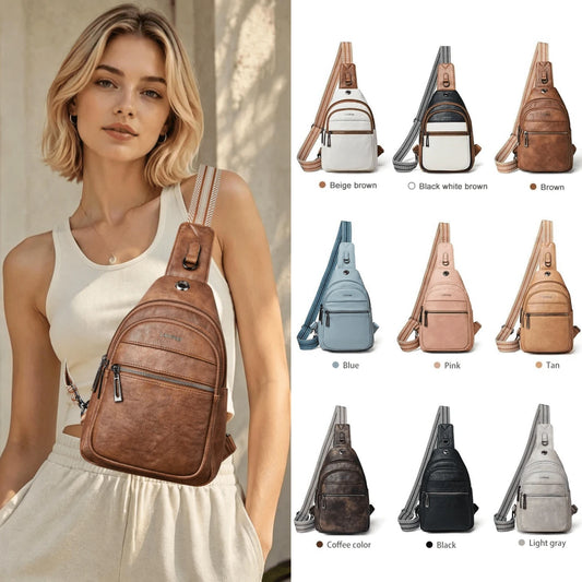 LATMAP Sling Bag For Women- Crossbody Bags Fanny Pack With Vegan Leather- Adjustable Sling Backack For Travel Mother's Day Gift