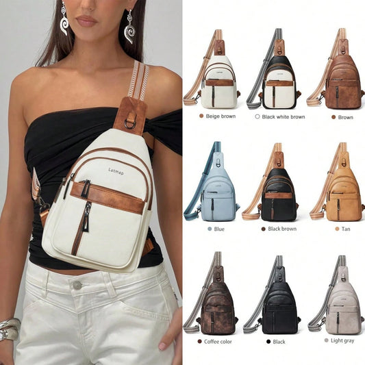 LATMAP Sling Bag For Women Men Backpack Fanny Pack Crossbody Chest Travel Shoulder Belt Bags Purse Handbag PU Leather,Vacation&Back-To-School Essentials