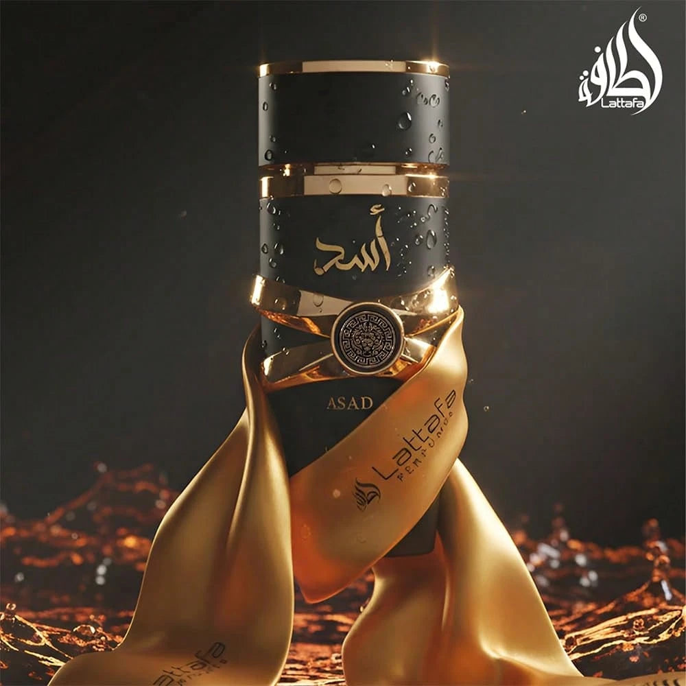 Lattafa Asad Eau De Parfum Spray 100ml/ 3.4 Oz Long-Lasting Warm Spicy & Amber Arabian Fragrance For Men, Elegant Cologne Gift Set