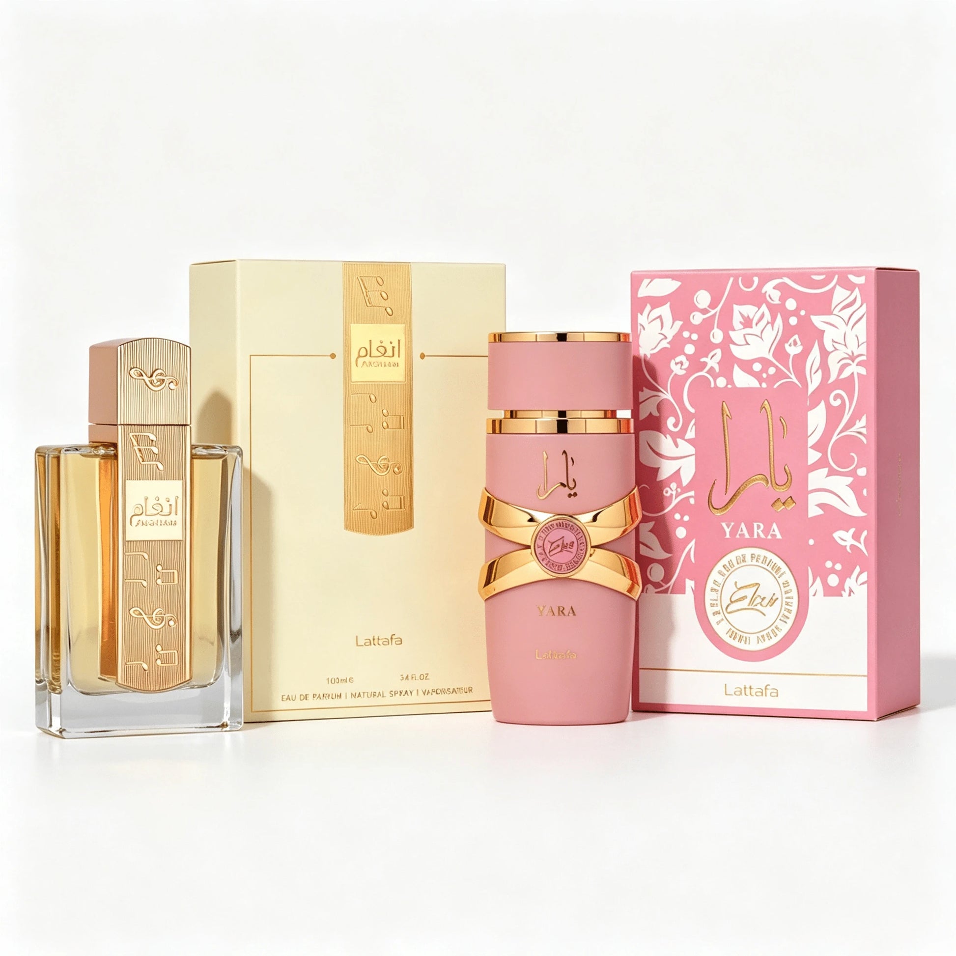 Lattafa Women's Luxury Perfume Collection ANGHAM & YARA ELIXIR, 2 Bottles 100ml EDP Spray, Premium Arabian Fragrance Gift Box, Sweet Floral Amber Vanilla Perfume, Long Lasting Elegant Women's Scent