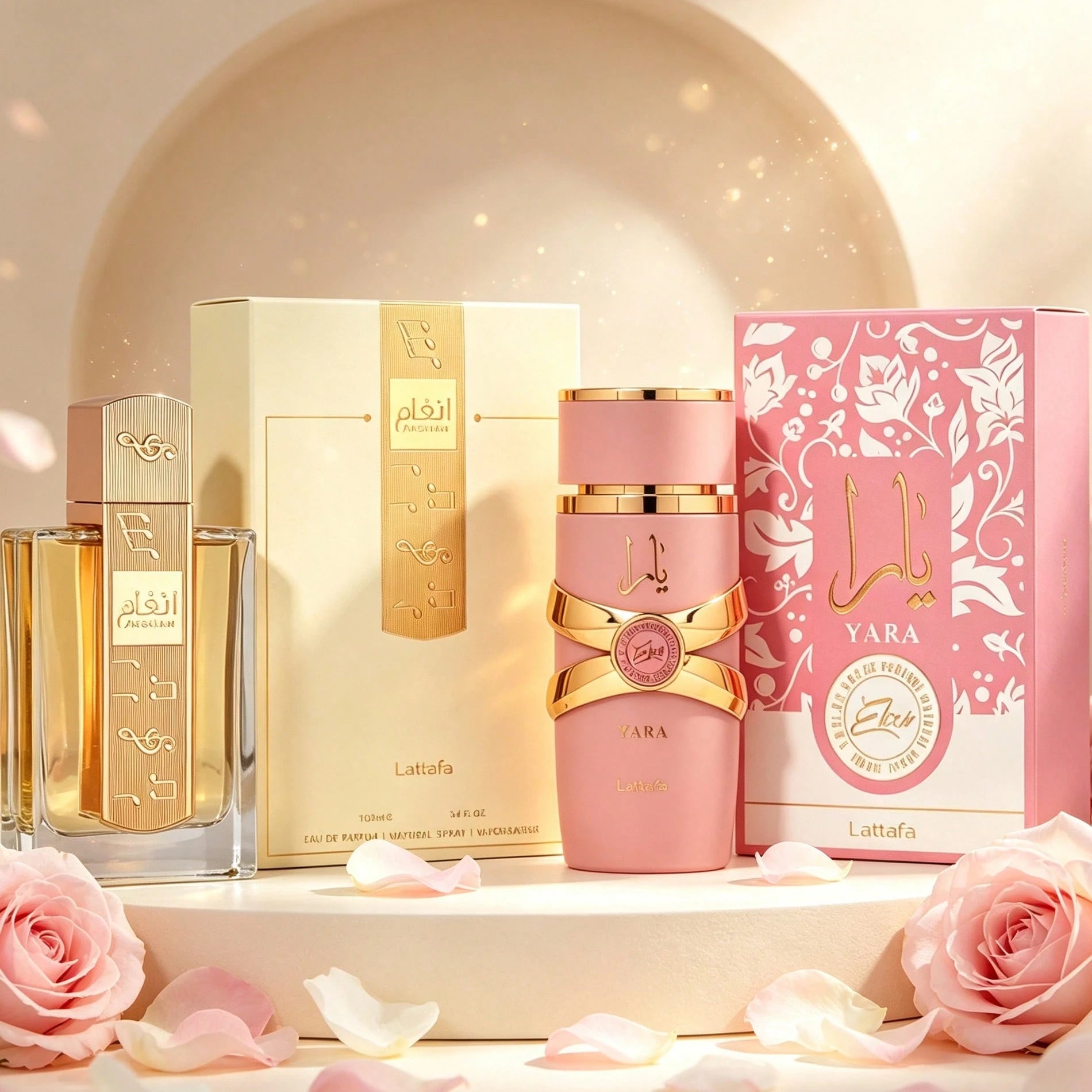 Lattafa Women's Luxury Perfume Collection ANGHAM & YARA ELIXIR, 2 Bottles 100ml EDP Spray, Premium Arabian Fragrance Gift Box, Sweet Floral Amber Vanilla Perfume, Long Lasting Elegant Women's Scent
