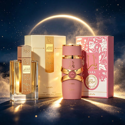 Lattafa Women's Luxury Perfume Collection ANGHAM & YARA ELIXIR, 2 Bottles 100ml EDP Spray, Premium Arabian Fragrance Gift Box, Sweet Floral Amber Vanilla Perfume, Long Lasting Elegant Women's Scent