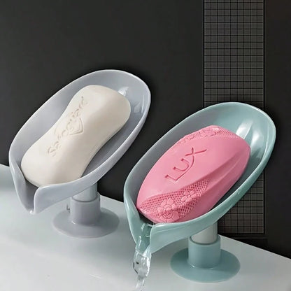 Leaf-Shaped Self-Draining Soap Holder With Suction Cup, No-Drill Bathroom Accessory, Non-Slip Drainage Design