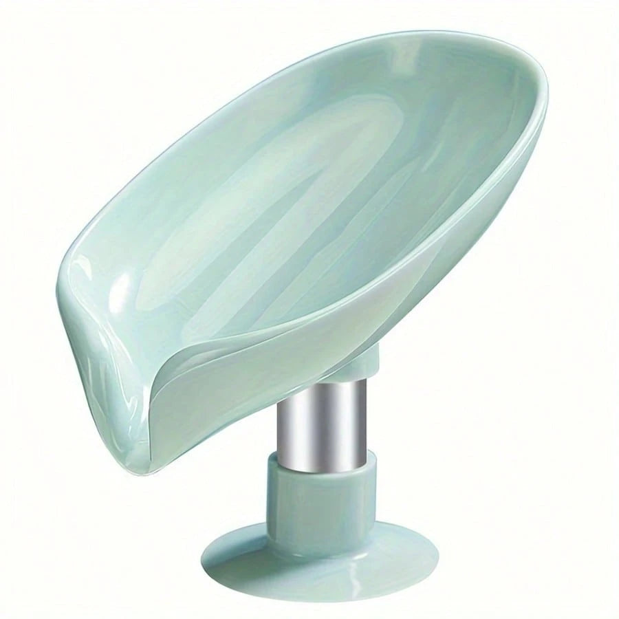 Leaf-Shaped Self-Draining Soap Holder With Suction Cup, No-Drill Bathroom Accessory, Non-Slip Drainage Design