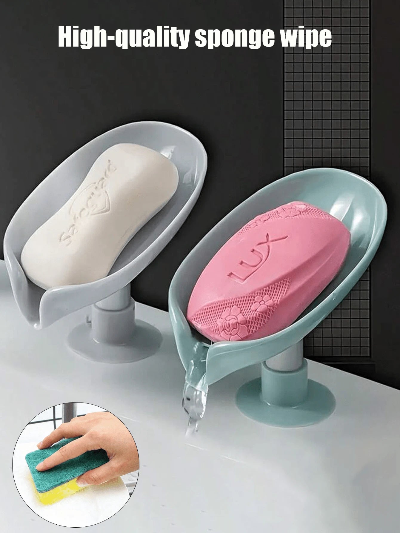 Leaf-Shaped Self-Draining Soap Holder With Suction Cup, No-Drill Bathroom Accessory, Non-Slip Drainage Design