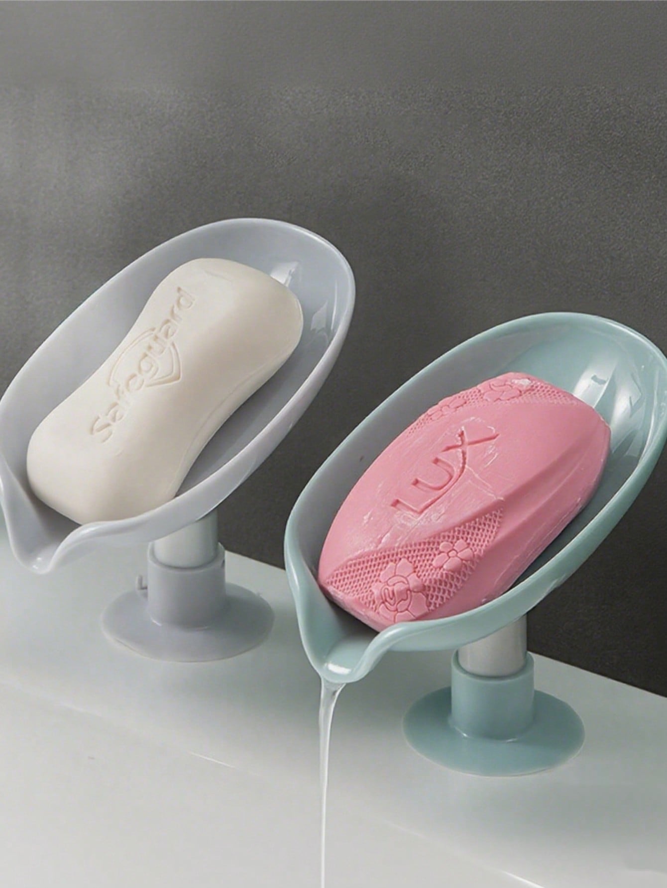 Leaf-Shaped Self-Draining Soap Holder With Suction Cup, No-Drill Bathroom Accessory, Non-Slip Drainage Design