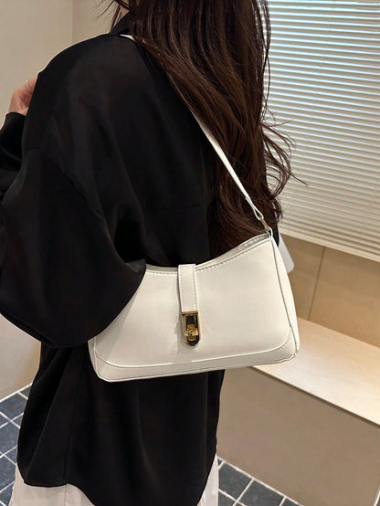 Leather Underarm Bag, Fashion Women's Handbag, Solid Color Shoulder Bag, Minimalist Classic Women's Messenger Bag