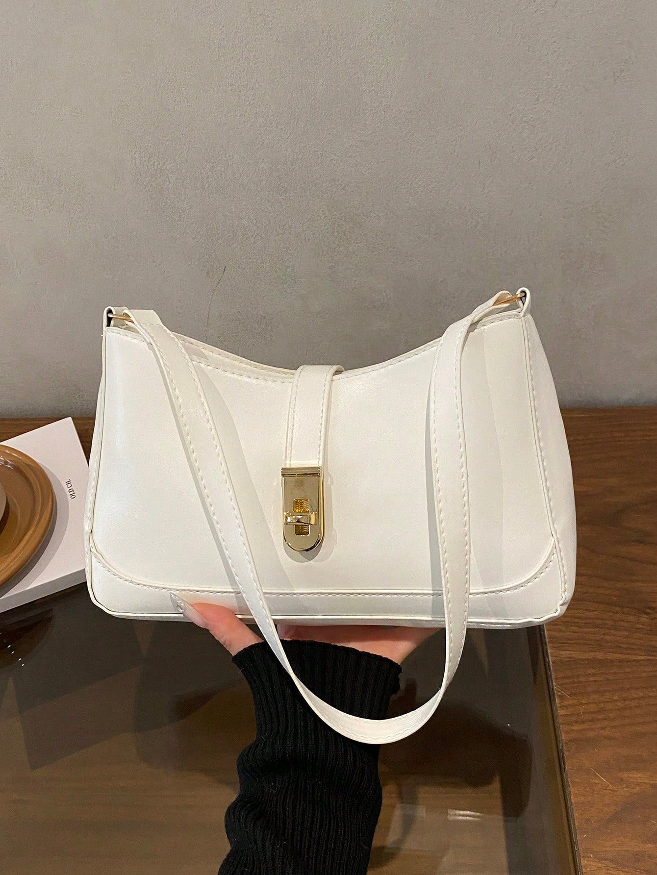 Leather Underarm Bag, Fashion Women's Handbag, Solid Color Shoulder Bag, Minimalist Classic Women's Messenger Bag