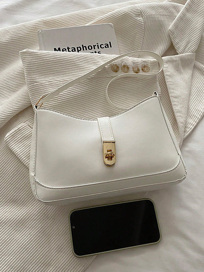 Leather Underarm Bag, Fashion Women's Handbag, Solid Color Shoulder Bag, Minimalist Classic Women's Messenger Bag