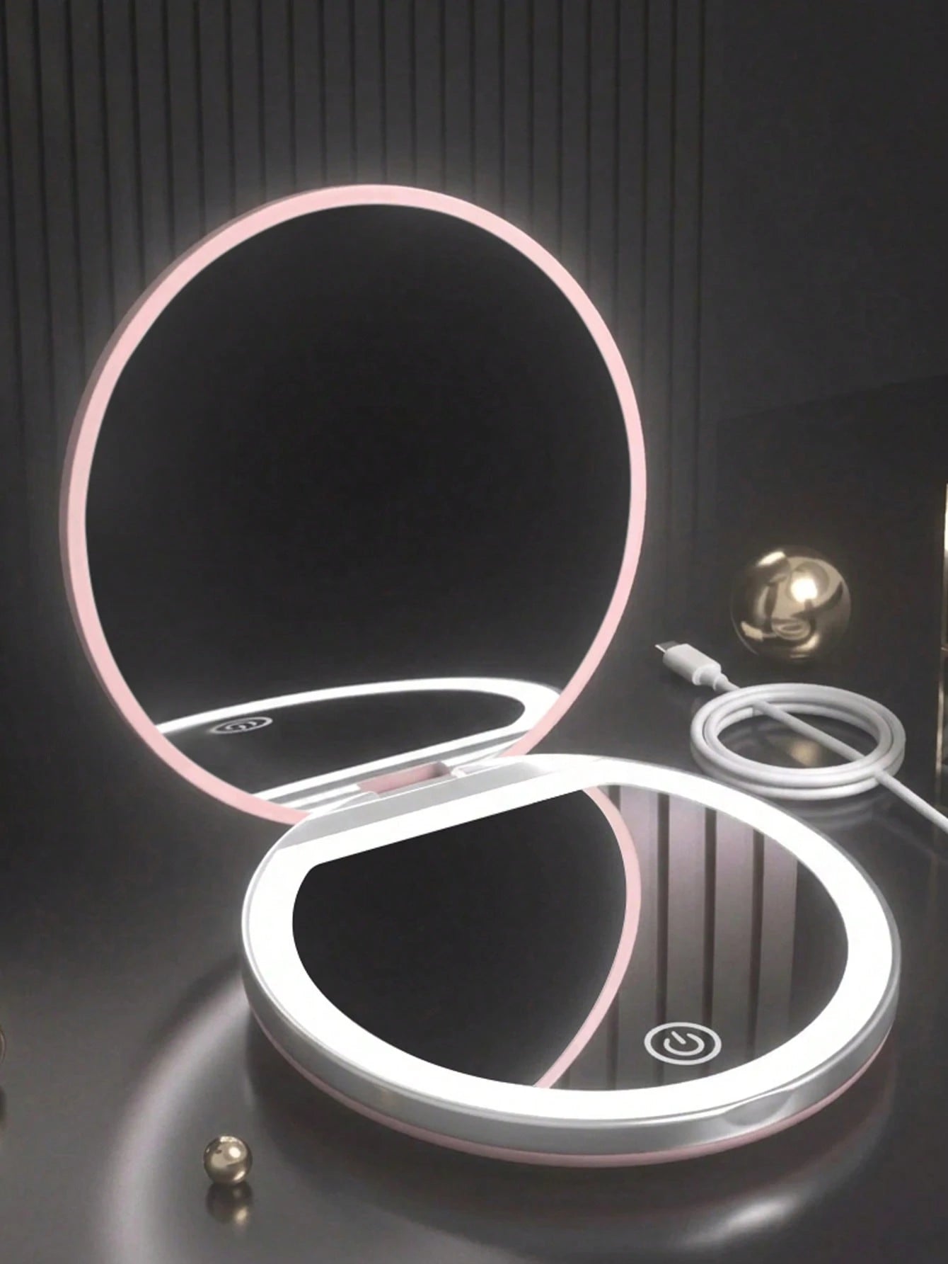 LED Makeup Mirror, Lighted Makeup Mirror, Portable Mini Makeup Mirror, USB Rechargeable LED Lighting Travel Makeup Mirror, Lighted Makeup Mirror, Dimmable Magnifying Folding Makeup Mirror, Touch Scree