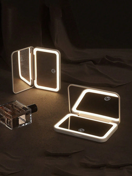 LED Makeup Mirror, Lighted Makeup Mirror, Portable Mini Makeup Mirror, USB Rechargeable LED Lighting Travel Makeup Mirror, Dimmable Makeup Mirror With 3 Color Lighting Modes- White, Natural, Warm, To