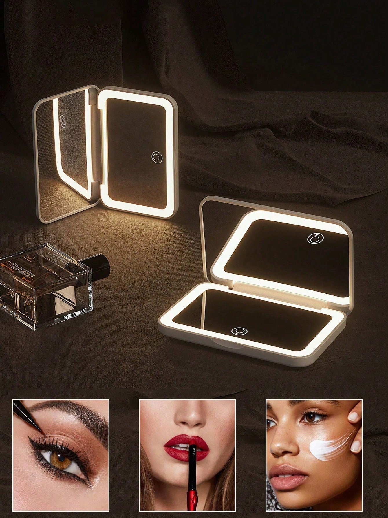 LED Makeup Mirror, Lighted Makeup Mirror, Portable Mini Makeup Mirror, USB Rechargeable LED Lighting Travel Makeup Mirror, Dimmable Makeup Mirror With 3 Color Lighting Modes- White, Natural, Warm, To