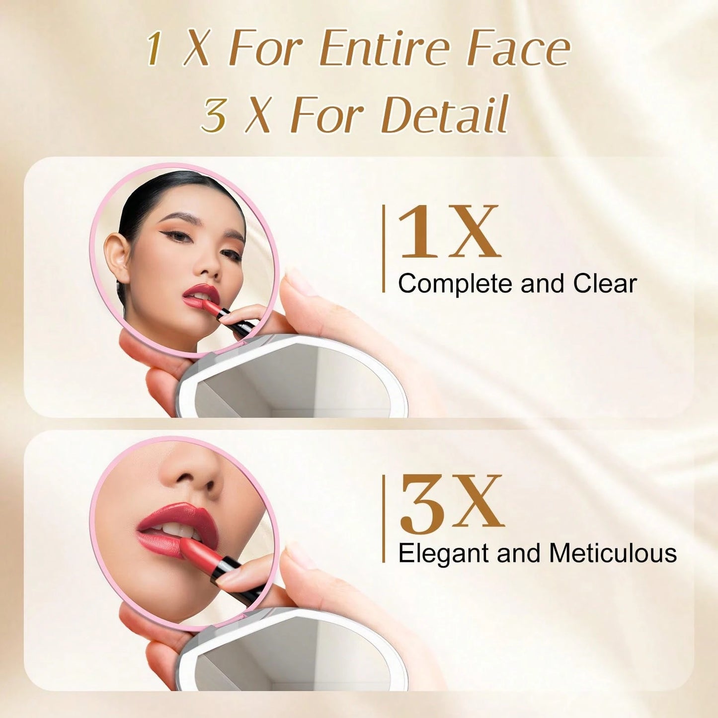 LED Makeup Mirror, Lighted Makeup Mirror, Portable Mini Makeup Mirror, USB Rechargeable LED Lighting Travel Makeup Mirror, Lighted Makeup Mirror, Dimmable Magnifying Folding Makeup Mirror, Touch Scree