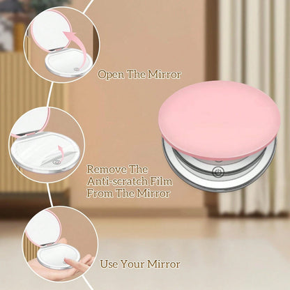 LED Makeup Mirror, Lighted Makeup Mirror, Portable Mini Makeup Mirror, USB Rechargeable LED Lighting Travel Makeup Mirror, Lighted Makeup Mirror, Dimmable Magnifying Folding Makeup Mirror, Touch Scree