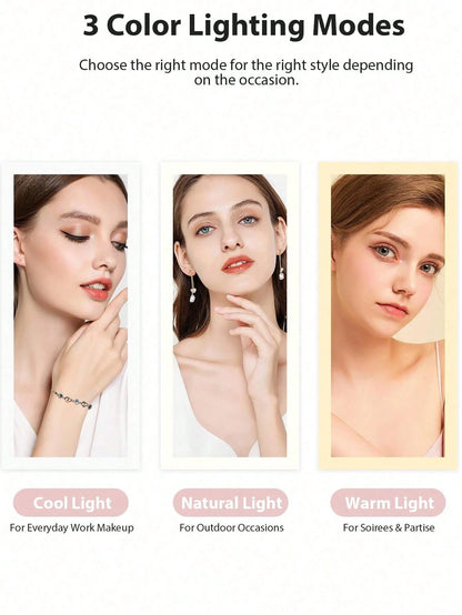 LED Makeup Mirror, Lighted Makeup Mirror, Portable Mini Makeup Mirror, USB Rechargeable LED Lighting Travel Makeup Mirror, Dimmable Makeup Mirror With 3 Color Lighting Modes- White, Natural, Warm, To