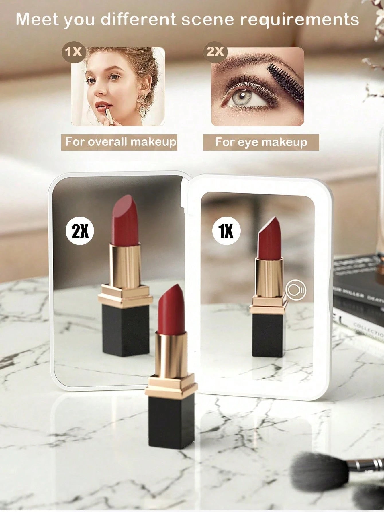 LED Makeup Mirror, Lighted Makeup Mirror, Portable Mini Makeup Mirror, USB Rechargeable LED Lighting Travel Makeup Mirror, Dimmable Makeup Mirror With 3 Color Lighting Modes- White, Natural, Warm, To