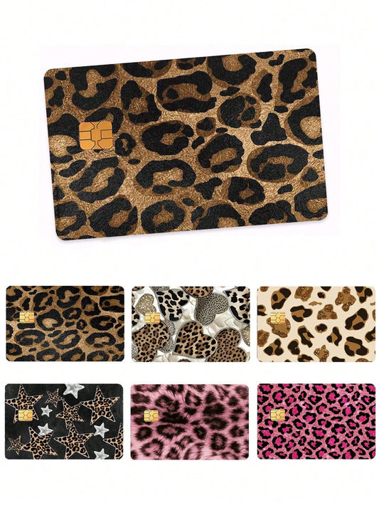 Leopard Print Glitter Card Stickers, Glitter Card Holders, Dubai Luxury Style, Cool Crystal Matte Starry Silver Sequin Solid Color Pattern Stickers, Suitable For Credit Cards, Debit Cards, Transportat