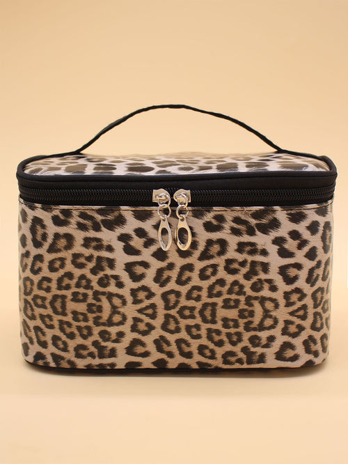 Leopard Square Makeup Bag, Travel Essentials