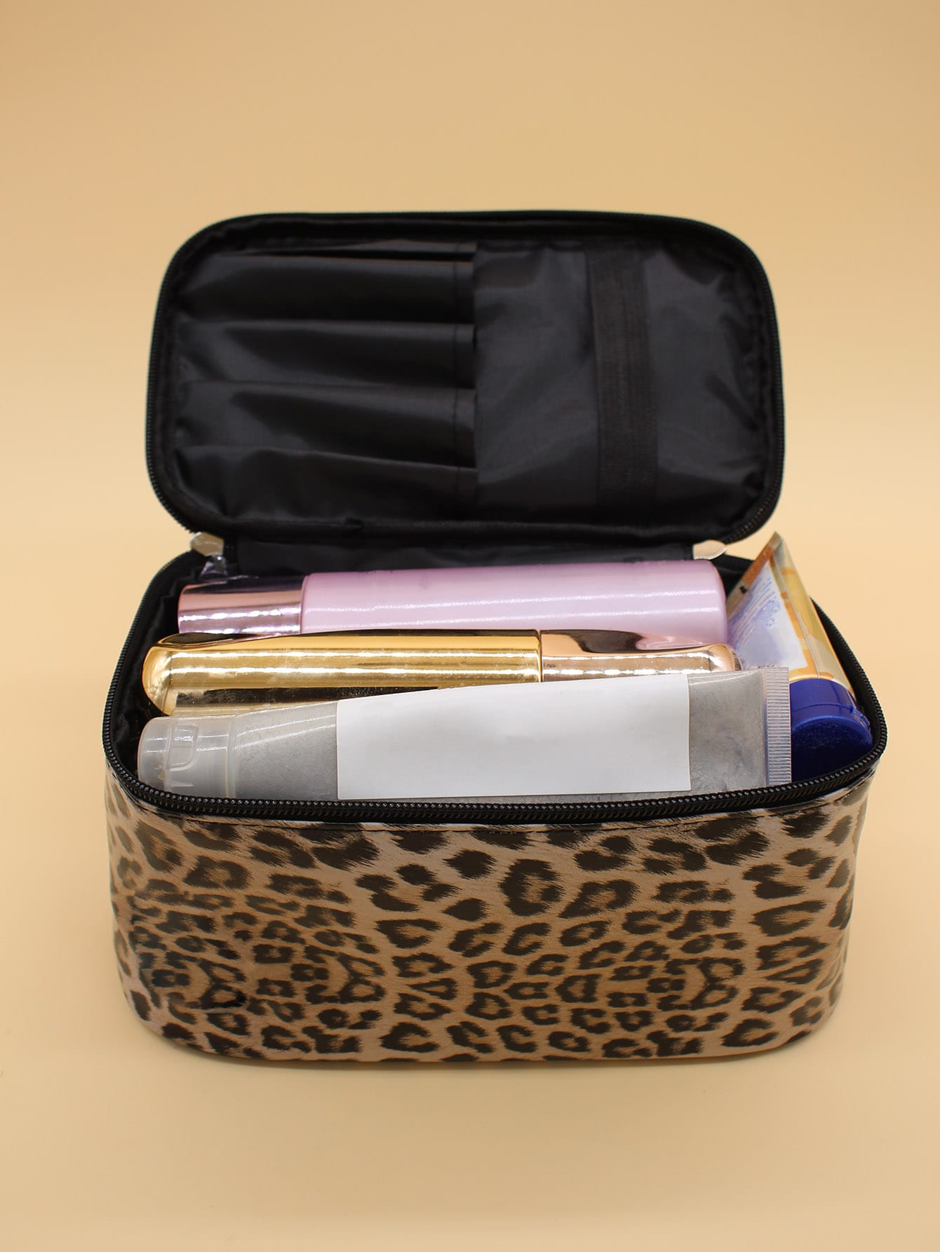 Leopard Square Makeup Bag, Travel Essentials