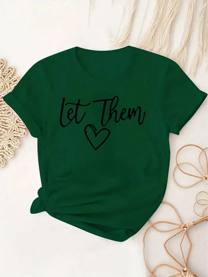 Letter Print T-Shirt, Short-Sleeved Round-Neck Casual Top, Women's Oversized Loose Fit T-Shirt With Retro Graphic Print, Drop Shoulder Short Sleeve