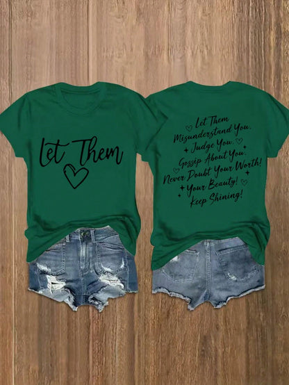 Letter Print T-Shirt, Short-Sleeved Round-Neck Casual Top, Women's Oversized Loose Fit T-Shirt With Retro Graphic Print, Drop Shoulder Short Sleeve