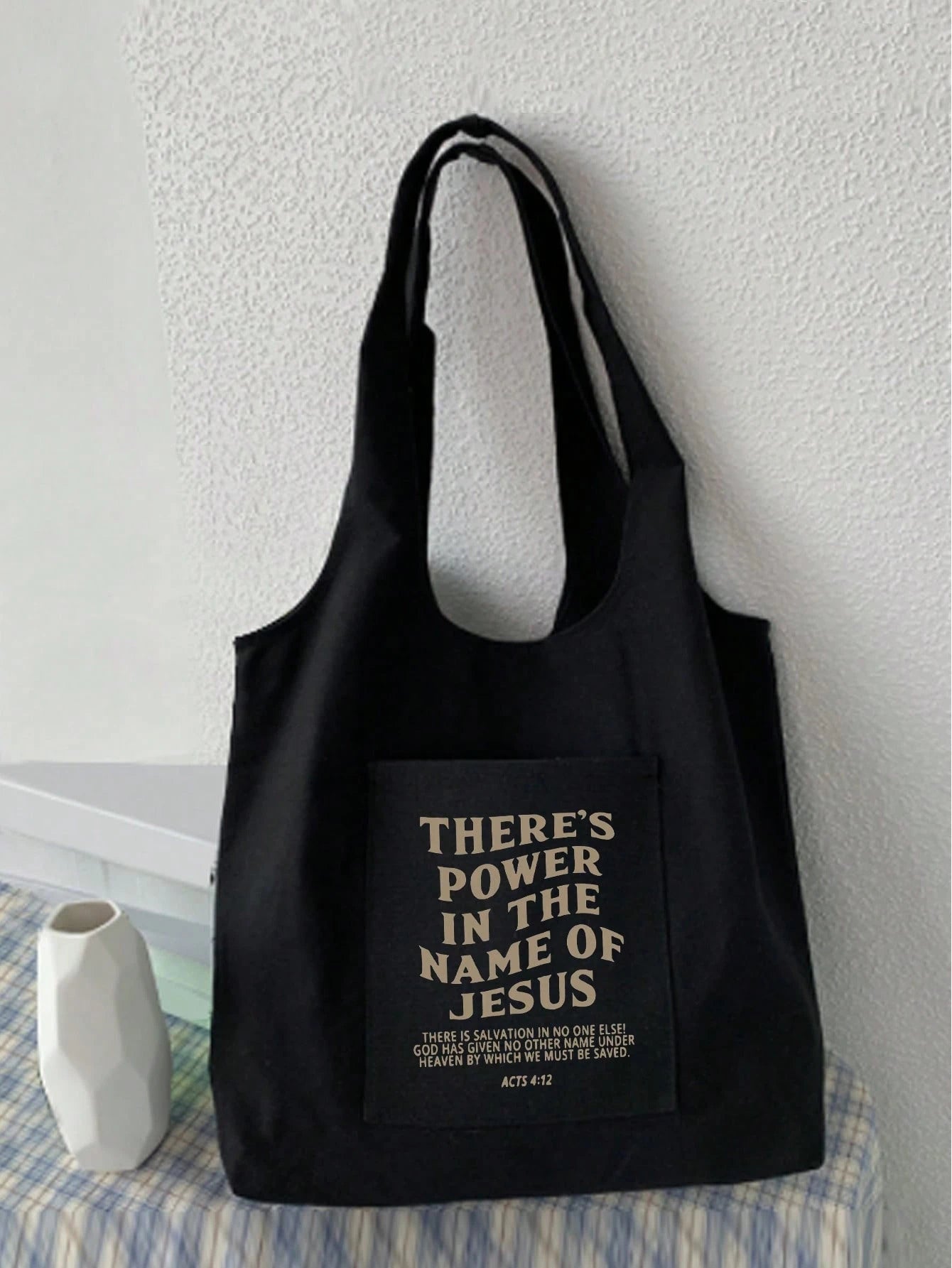 Letter Print Tote Bag, Multi-Pocket Casual Bag Retro Letter Print Handbag Christian "Jesus Loves You" Print Cosmetic Bag, Large Capacity Tote Casual Shoulder Crossbody Bag Suitable For Graduates, Teen
