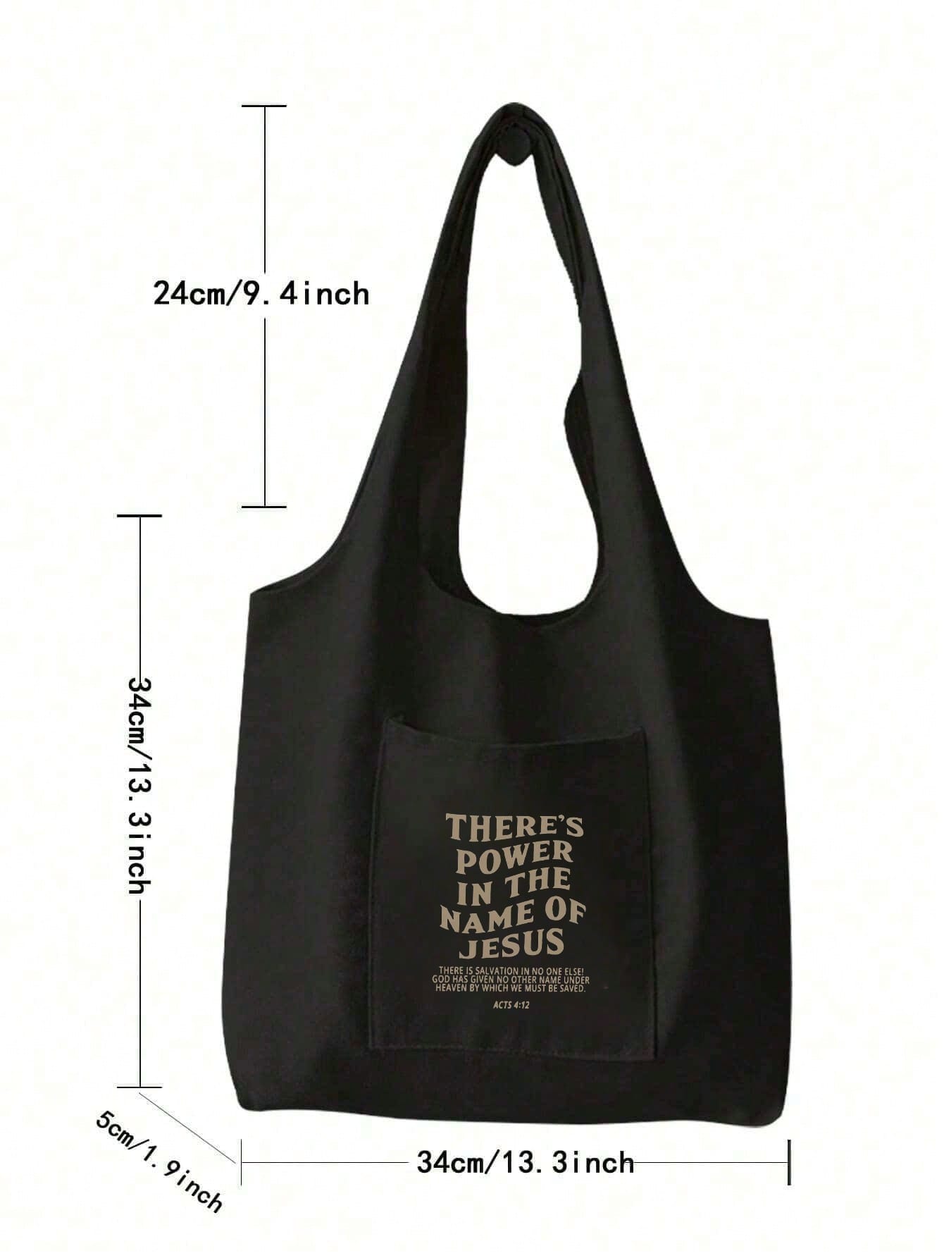 Letter Print Tote Bag, Multi-Pocket Casual Bag Retro Letter Print Handbag Christian "Jesus Loves You" Print Cosmetic Bag, Large Capacity Tote Casual Shoulder Crossbody Bag Suitable For Graduates, Teen