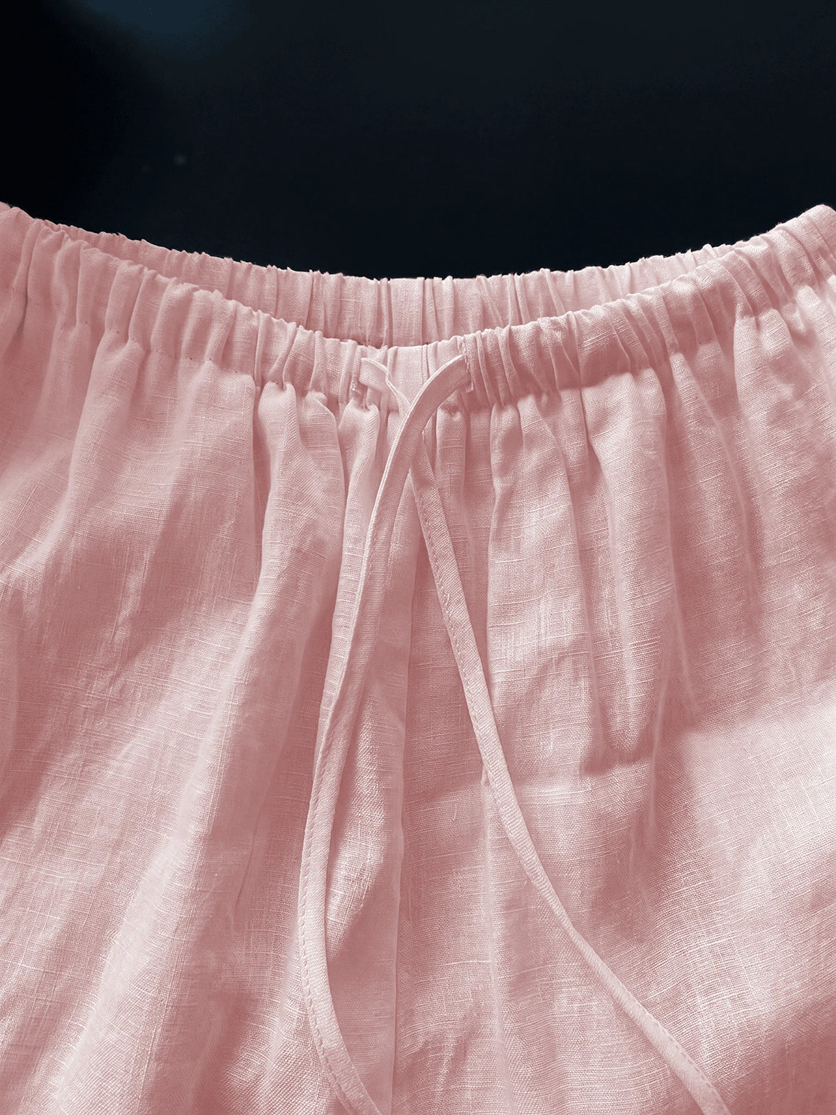 Lightweight Linen Elastic Waist Drawstring Straight Leg Casual Loose Shorts, Versatile & Slimming, Summer White