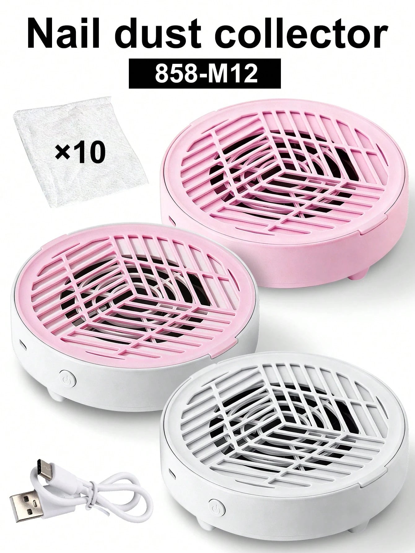 LIMEGIRL High Power Low Noise Nail Dust Collector, Suitable For Acrylic Nail Dust Collection, Nail Dust Fan, Nail Cleaning Device, Applicable For Gel Nails Salon And Home Use, Pink And White