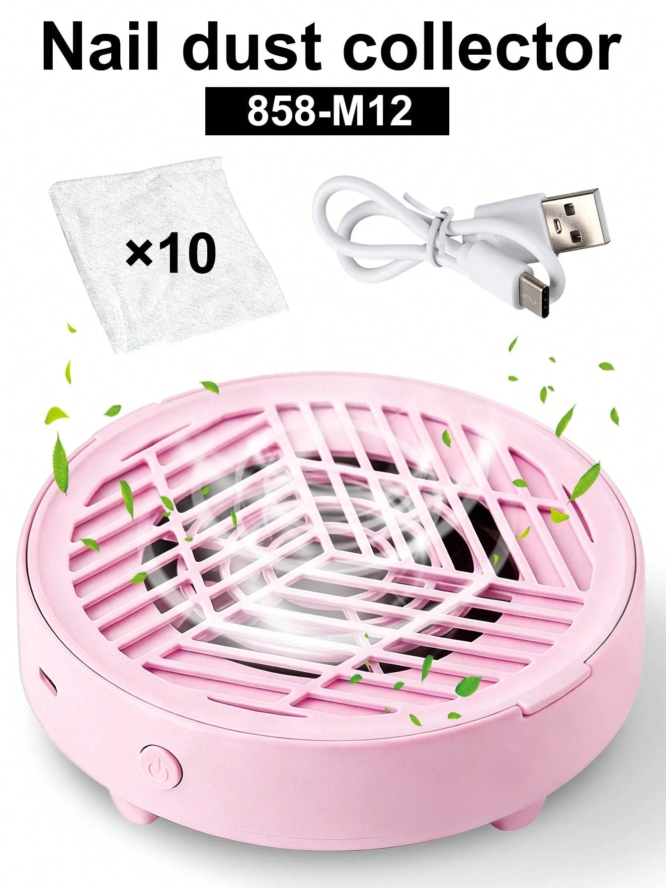 LIMEGIRL High Power Low Noise Nail Dust Collector, Suitable For Acrylic Nail Dust Collection, Nail Dust Fan, Nail Cleaning Device, Applicable For Gel Nails Salon And Home Use, Pink And White