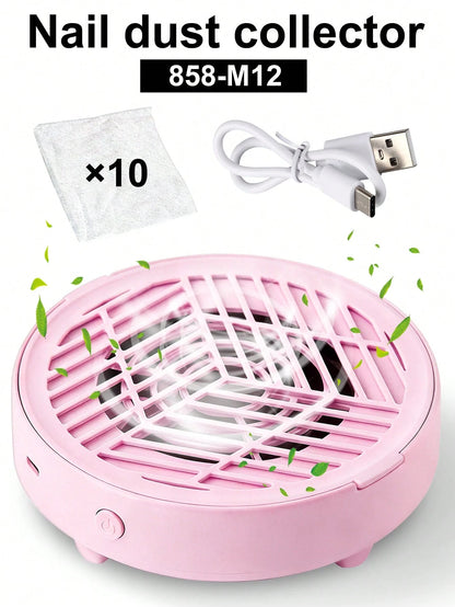 LIMEGIRL High Power Low Noise Nail Dust Collector, Suitable For Acrylic Nail Dust Collection, Nail Dust Fan, Nail Cleaning Device, Applicable For Gel Nails Salon And Home Use, Pink And White