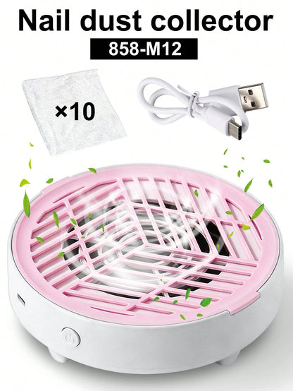 LIMEGIRL High Power Low Noise Nail Dust Collector, Suitable For Acrylic Nail Dust Collection, Nail Dust Fan, Nail Cleaning Device, Applicable For Gel Nails Salon And Home Use, Pink And White