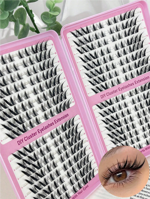 LIMEIKAI 320 Clusters DIY Eyelash Clusters Large Capacity Eyelash Extensions Single Eyelash Natural Thick C Curl 10-16mm Mixed Length Eyelashes