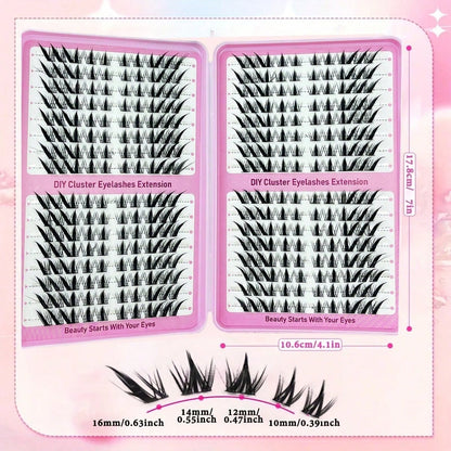 LIMEIKAI 320 Clusters DIY Eyelash Clusters Large Capacity Eyelash Extensions Single Eyelash Natural Thick C Curl 10-16mm Mixed Length Eyelashes